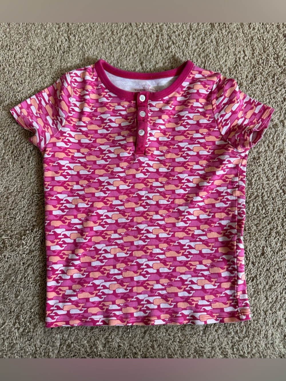 Kids Vineyard Vines Pink Patterned Sleep Tee.